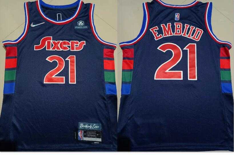 76ers 21 Joel Embiid Navy Nike Diamond 75th Anniversary City Edition Swingman Jersey,We sell and wholesale 76ers 21 Joel Embiid Navy Nike Diamond 75th Anniversary City Edition Swingman Jersey on line form chian!